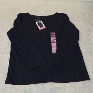 Rafaella Navy Long Sleeve Top